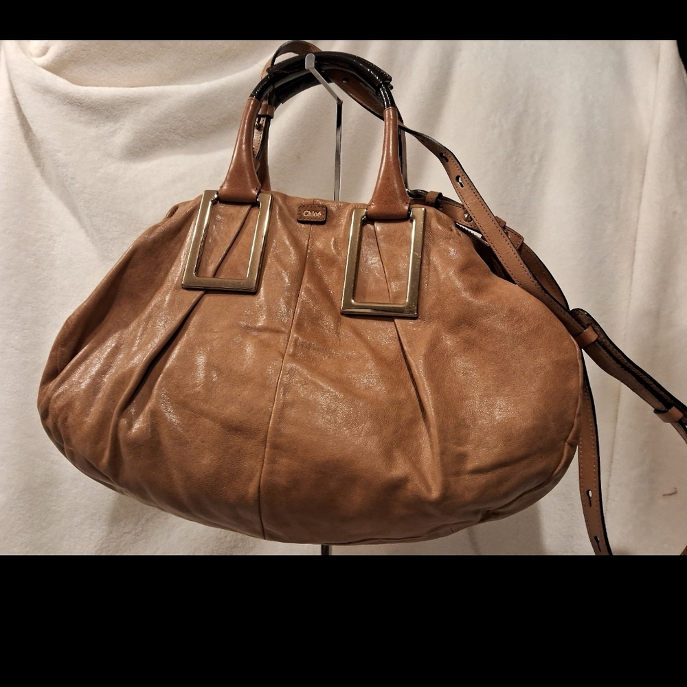 Chloe Tan Leather Crossbody Bag with Gold Accents - Picture 2 of 12